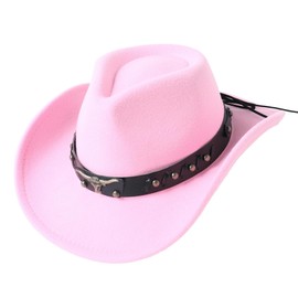 Jastore Western Cowboy Hat para niños y niñas, clásico Cowboy Cowboy Vaquera, sombrero de vestir con cinturón de hebilla, Rosa claro, 1-3 Años