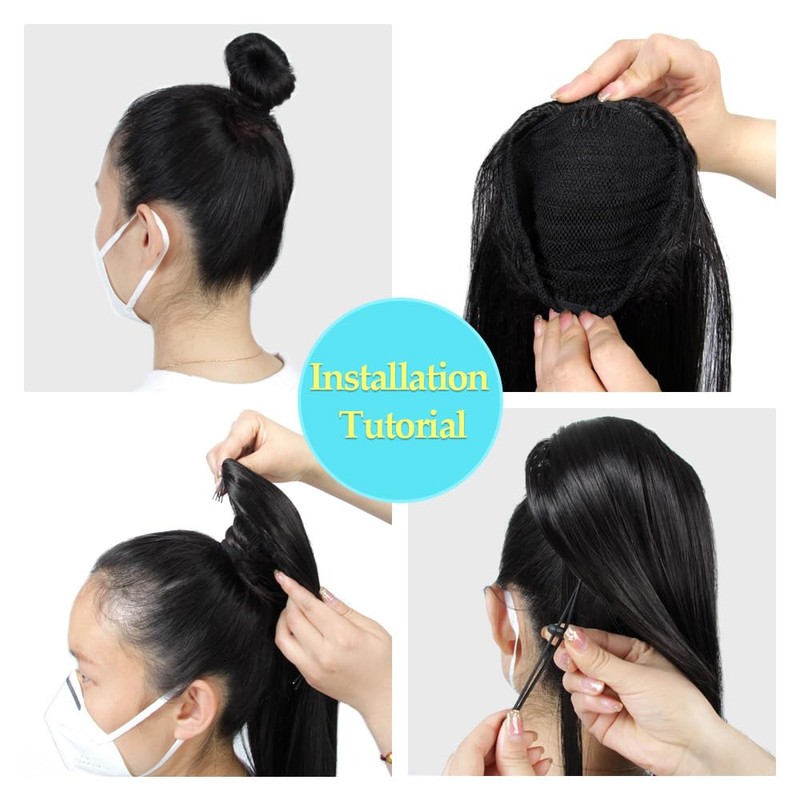 Drawstring Ponytail, 12 Inch, Salt n Pepper, Clip Fake Wig