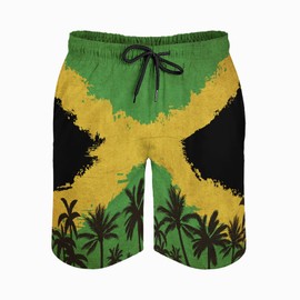 TENGBOKY Funny Mens Jamaican Swim Trunks Board Shorts Swimwear with Liner Bathing Suits for Men 9 Inch Inseam Swimsuits