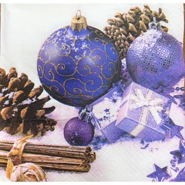 Keep Unique 20-ct 13x13 Christmas Paper Decoupage Napkins, 3-Ply Servilletas Tissue Napkin for Dinner and Party, Disposable Napkins (Purple)