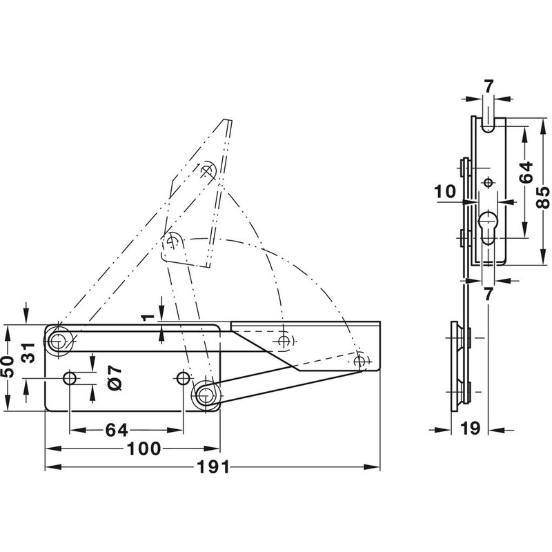 Gedotec Corner Bench Hinge, Folding Bracket