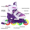 Kids Adjustable Flashing Inline Skates for Boys Girls and Adults