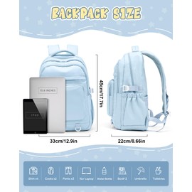 WEPOET Simple Backpack for School Waterproof Backpack for Women Men Cute Casual Daypacks Lightweight Backpacks High School Bookbag for Teens Girls Boys(Blue)