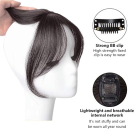 Human Hair Topper With Bangs,Real Hair Toppers For Women Uk, Thick Side Bangs Clip In Real Human Hair Bangs Natural Clip On Side Bangs Straight Fringe Hair Extensions Hairpieces