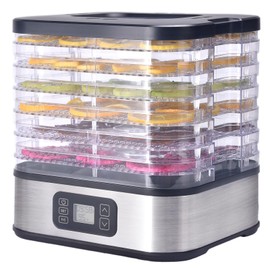 Slendor Food Dehydrator, 6 Trays Dehydrator with 72H Timer & 95-167℉ Temperature Control & LED Display, Dehydrators for Food and Jerky, Fruits, Herb, Veggies, Pet Treat, BPA-Free, Recipe Book Included
