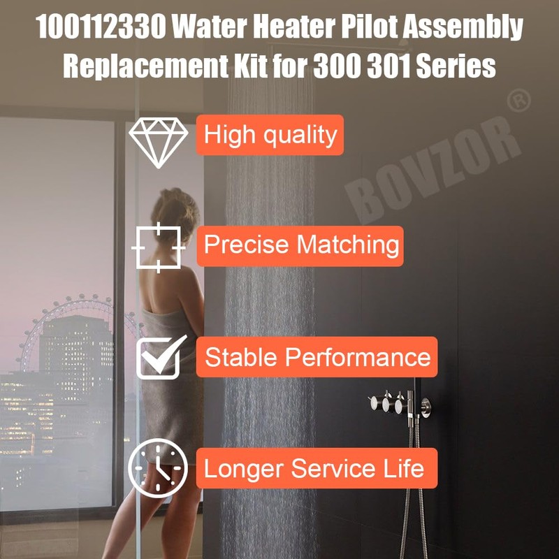 BOVZOR 100112330 Water Heater Pilot Assembly, Replaces 9007876 Thermopile Replacement