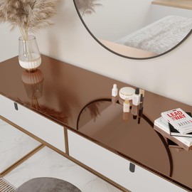CHIHUT 12”x100” Reflective Tan Brown Vinyl Mirror Stickers for Walls Soft Flexible Self Adhesive Peel and Stick Mirror Wallpaper Non Glass Mirror Paper Vinyl Roll for Kitchen Bedroom Dressers