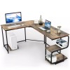 Costway Reversible L-Shaped Computer Desk Corner Study Table Workstation Rustic