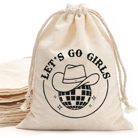 MS Let's Go Girls printed Party Favor bags - Cotton Drawstring closure - Bachelorette hangover kit bags - Hangover Recover Kit Wedding Party Gift Bags - 5 * 7 Inch bags Set of 10 D3