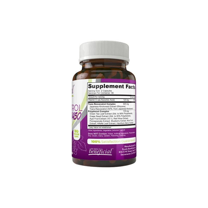 Resveratrol 1450 – Suplemento para 90 días - 0.05 onzas