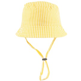 Faith & Sarah Kids Baby Sun Hat Boy or Girl - Toggle Chin Strap - Striped Baby Bucket Hats Yellow 3-6 Months