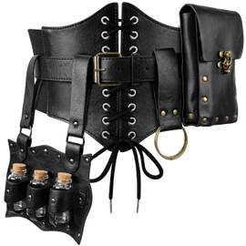 Womens Corset Renaissance Belt, Women Belt Pouch Waist Bag Phone Holder Medieval Costume Vintage Christmas Gifts (M-Waist/31.2"-38.2"-B)