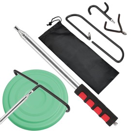 Ebrima Disc Golf Retriever, 10Ft Extendable Disc Golf Pole with 3 Hooks, Stainless Steel Pole for Retrieving Discs in Water, Trees & Bushes, Rocks
