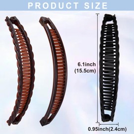 Hzopcw 3pcs Banana Hair Clips for Women, Classic Double Comb Hairpins, Non-Slip Hair Accessories for Thick Thin Long Short Straight Curly Hairstyles- Black & Coffee