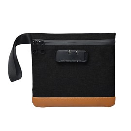 RHBTH Anti-Geruchs-Tasche mit Zahlenschloss, 20x18.8 cm sichere wasserdichte Geldtasche, Carbonfutter, große Anti-Geruchs-Aufbewahrungstasche, Bargeld schützen, Reisepass, Brieftasche,schwarz