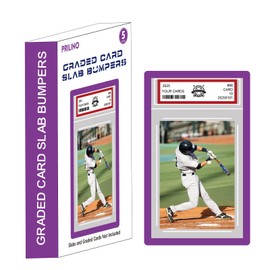 5-Pack Graded Card Slab Bumpers - Purple Graded Guard Bumpers, Compatible Slab Bumpers Graded, Slab Case Sleeves, Slab Case for Graded Cards, Include Collector Card Cases Perfect Fit and Clear Display