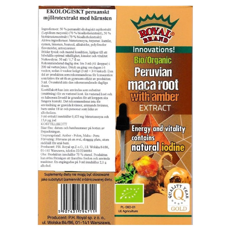 Royal Brand Amber Extract (Succinite) with Peruvian Maca Extract /