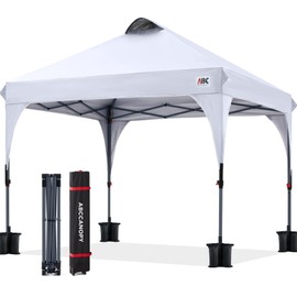 ABCCANOPY Outdoor Pop up Canopy Tent, 8x8 Instant Portable Canopy for Camping, Beach, Backyard,White