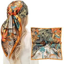 SWAT PANY Head Scarf for Women Like Satin Hair Scarf Silk Hair Wrap for Sleeping Square Scarf for Neck 35 x 35 inches