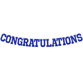 Blue Glitter Congratulations Banner, Achievement Celebrations, 2024 Graduation/Wedding/Retirement/Bridal Shower Party Decorations Supplies