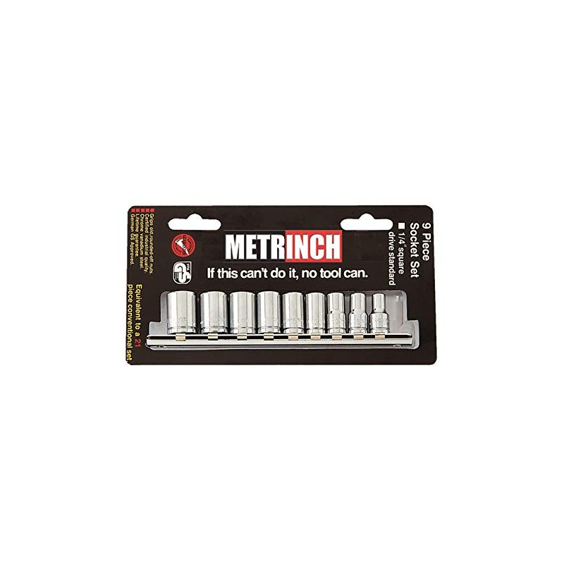 METRINCH MET-0220 STANDARD SOCKET SET 1/4" 9 PIECE