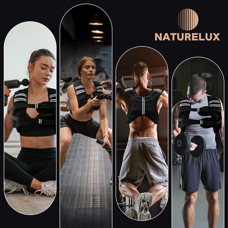 NATURELUX Weighted Vest with Reflective Stripe and Adjustable Buckle Straps,