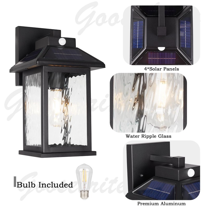 Solar Wall Lanterns Outdoor Motion Sensor, Solar Powered Porch Light