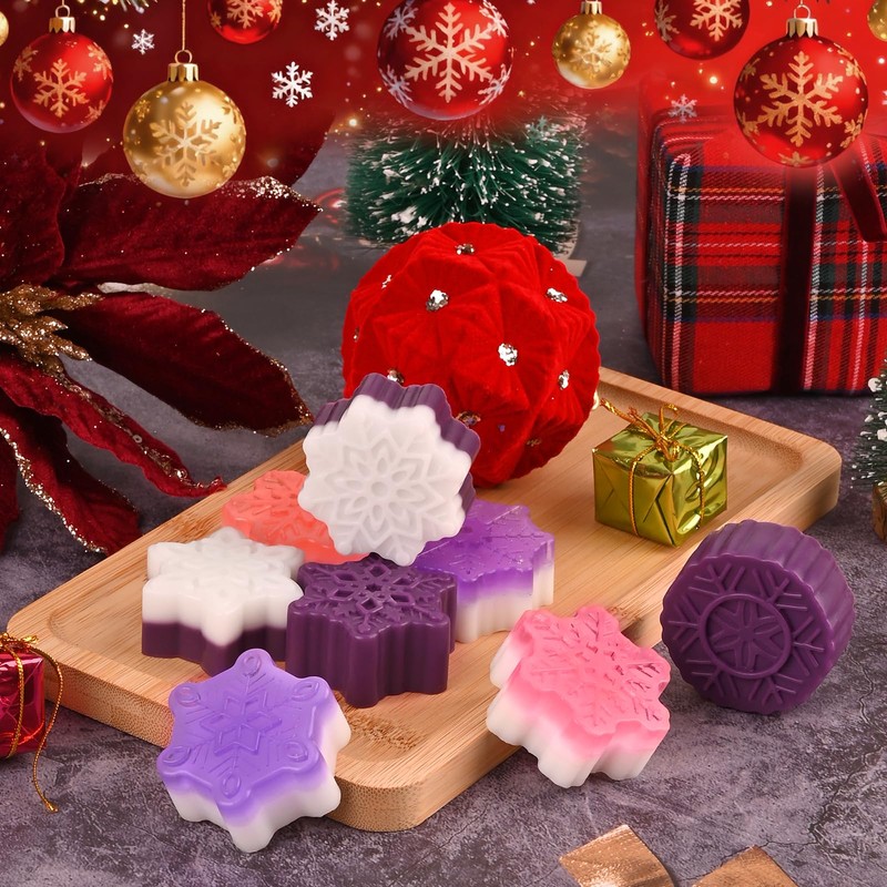 3 Pack 9 Style Snowflake Shape Christmas Silicone Soap Molds