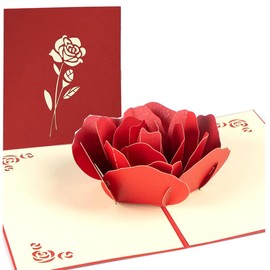 Weforu 3D Rose Pop Up Card, Valentines day card, Rose Flower Greeting Card, Birthday Card With Envelope For Valentine's day, Mother's day (Rose)