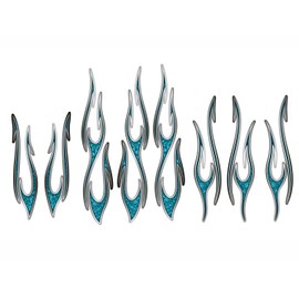 Motorcycle Flame Decal kit - No. 8 Slash Flames - Crushed Turquoise (Simulated) - 8pc. Set - for Harley Davidson Honda Shadow Rebel V Star Vulcan Chopper Bobber