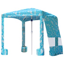 AMMSUN Beach Cabana, 6.2'×6.2' Beach Canopy, Easy Set up and Take Down, Cabana Tent with Sand Pockets, Instant Sun Shade with Side Wall, ​​Tropical Aqua