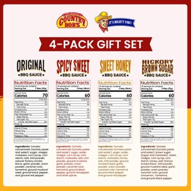 Country Bob's BBQ Sauce Variety Pack - Spicy Sweet, Original, Hickory & Brown Sugar, Sweet Honey, Savory Marinades for Grilling, Glazing, 18oz Each