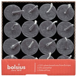 Bolsius Tapered Dinner Pillar Candles - Anthracite - Pack of 16 - Long Burning Time of 13 Hours - Household Candle - Interior Decoration - Non Drip - Unscented - Natural Vegan Wax - 27 x 2.3 cm