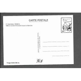 Tunnel France-UK (Channel tunnel) Postcard Designer Mederic 1993 Limited edition