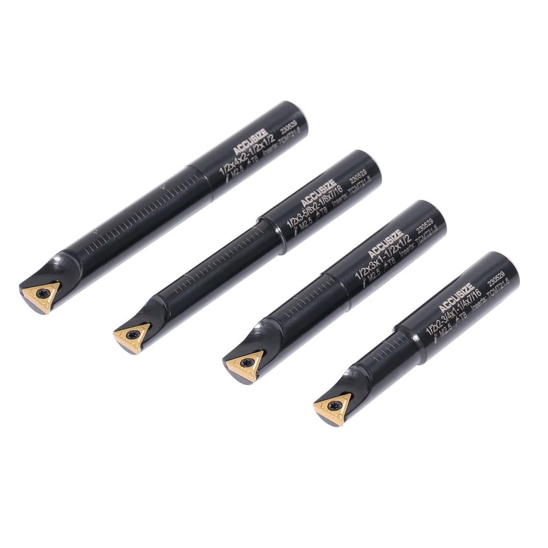 Accusize Industrial Tools 4 Pc 1/2'' Round Shank Indexable Boring