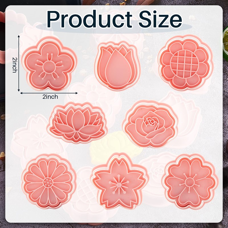8 Pieces Flower Cookie Cutter Flower Shaped Cookie Mold Plastic