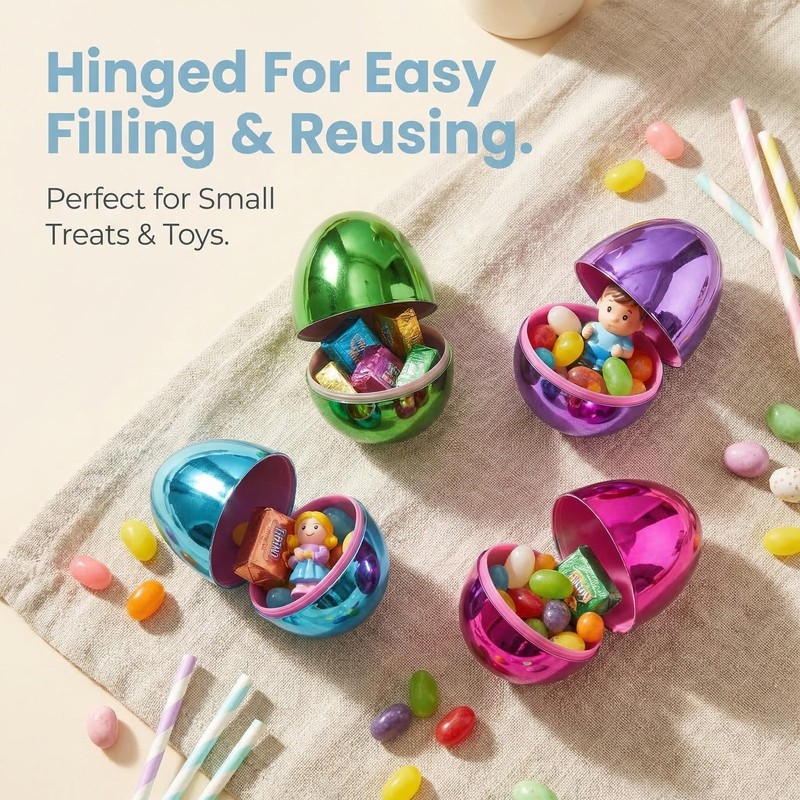 Nyicey Plastic Metallic Easter Eggs for Easter Basket Hunt Egg