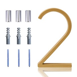 Floating House Number Modern House Numbers 5 inch, Deamos Zinc Alloy Home Address Number for House with Reflective Finish Gold Floating Mount or Flush Mount Zinc Alloy [Number 2]