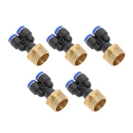 HOPESPANNER Push to Connect Air Fittings 1/4" Y Type Air Line Quick Joint Plastic Metal 1/2"BSPT 5 Pcs Blue Black