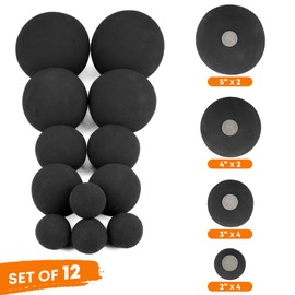 Stanbroil 12 Pack Ceramic Fire Balls, Mixed of 4 Size Fireplace Balls, Modern Accessory for Indoor or Outdoor Fire Pits Fire Bowl and Fireplace, Black