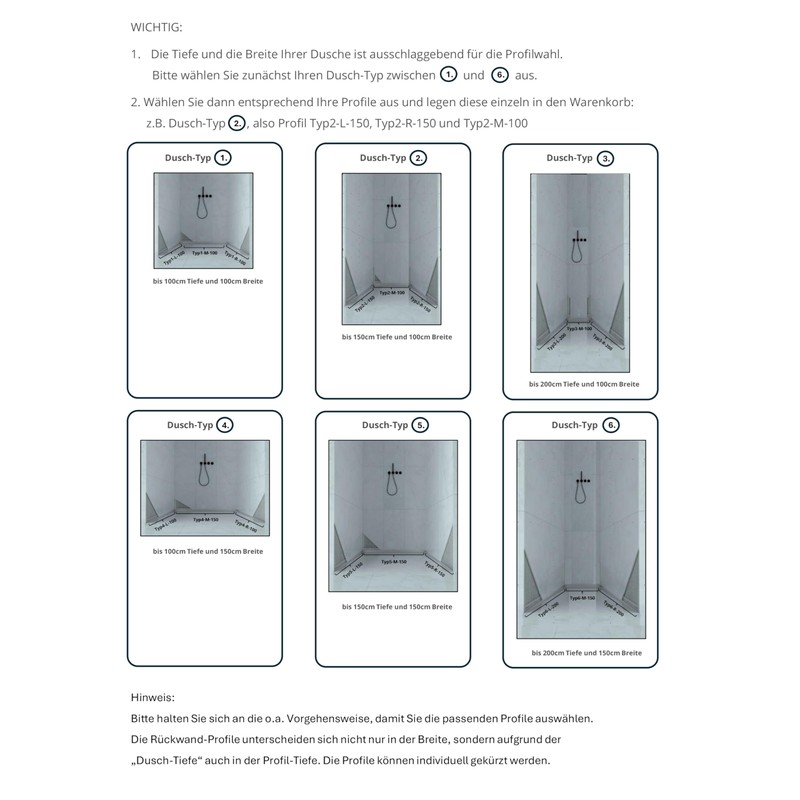 tktrading24 Shower Wall Wedge Profile Gradient Profile Walk-in Shower Brushed
