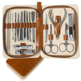 Kit de Manicura y Pedicura EUARD de 17 Piezas - Instrumentos de Acero Inoxidable (Cortauas, Tijeras, Pinza, Limador, Esptula, Sacabarrillos y Ms) -...