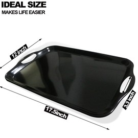 KAQAHIDO Large Melamine Serving Trays for Eating, 17.5’’ x 12’’ Serve Platter for Appetizer, Charcuterie, Food, Snack, Cupcakes, Dessert, BPA-Free, Dishwasher Safe Tray, Set of 2, Black