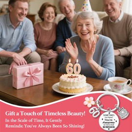 Joybble 60th Birthday Gifts for Women, Happy Birthday Keychain Gifts for Women, Unique Birthday Decorations Keyring Keychains, Sweet 60 Key Rings for Mum, Sister, Friends, Daughter (60th)