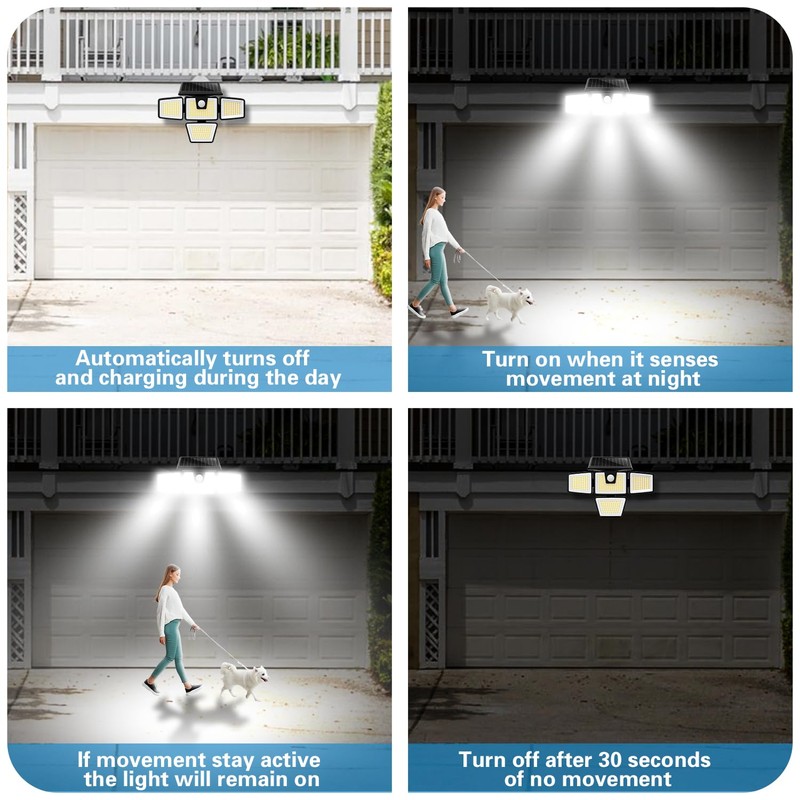 AmeriTop Solar Lights Outdoor, 2 Pack LED High Brightness Cordless