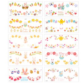 Easter Temporary Tattoos for Women Girls Bunny Egg Face Fake Tattoo Stickers (Style 2)