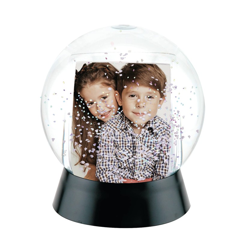 Neil Enterprises Inc. Sphere 2-Photo Snow Globe with Black Base