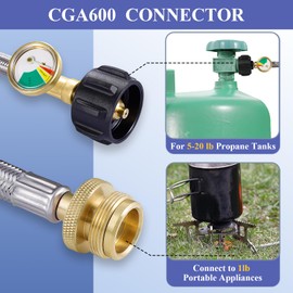 TOHONGADON 6 FT Propane Hose Adapter with Gauge, Propane Tank Adapters Hose for 1lb Portable Appliances, Propane Tank Adapters for Weber Q Grills Coleman Stoves Blackstone Griddles