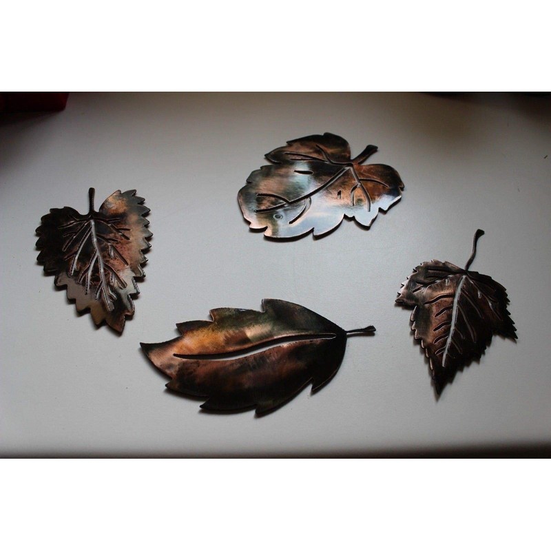Metal Wall Art Leafs (4) Small Copper/Bronze Plated
