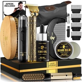 Gifts for Men Who Have Everything, Birthday Gifts for Him, Grooming Beard Kit, Beard Trimmer, Nose Hair Trimmer, Hair Straightener Brush, Oil, Balm & More, 15pc Men Care Kit, Dad Gifts